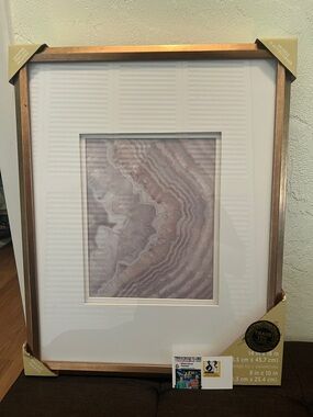 #1704* “14X18” (35.5 cm X45.7 cm) Framed Abstract Agate Wall Art in Rose Gold